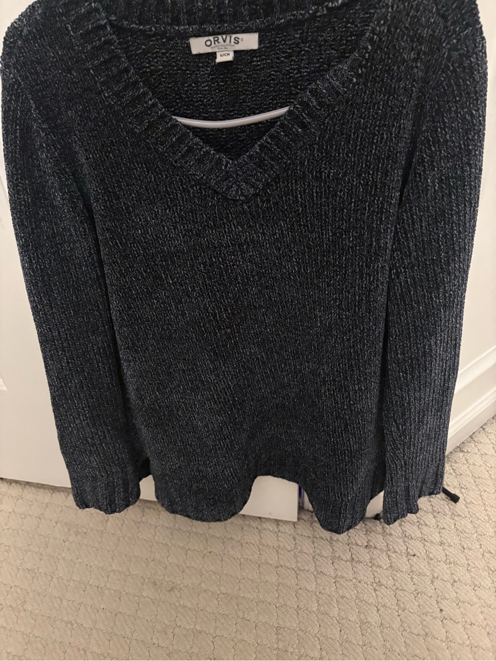 Orvis Women's Dark Charcoal V-Neck Chenille Sweater